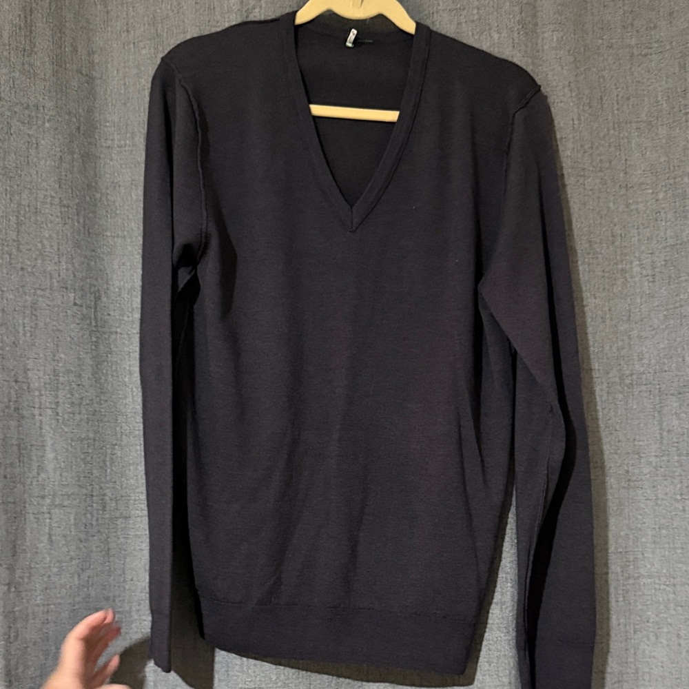 Elegant Charcoal V-Neck Sweater for Men